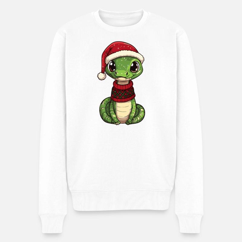 Schlange Kobra Weihnachten Xmas - Männer Premium Bio Pullover - Weiß