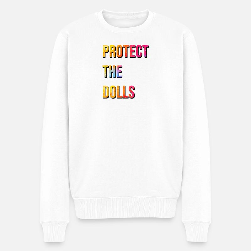 Protect_the_Dolls_bunte_farben - Männer Premium Bio Pullover - Weiß