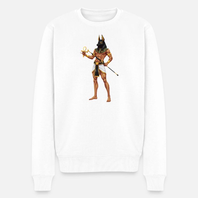 Anubis-Krieger mit Ankh-Cosplay - Männer Premium Bio Pullover - Weiß