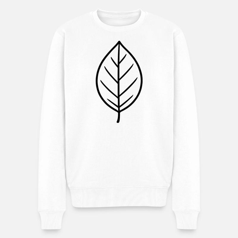 Blatt Minimalist Outline-Design - Männer Premium Bio Pullover - Weiß