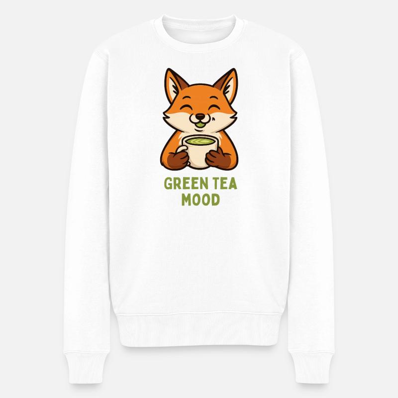 Fuchs Tee-Mood Grüner Tee - Männer Premium Bio Pullover - Weiß