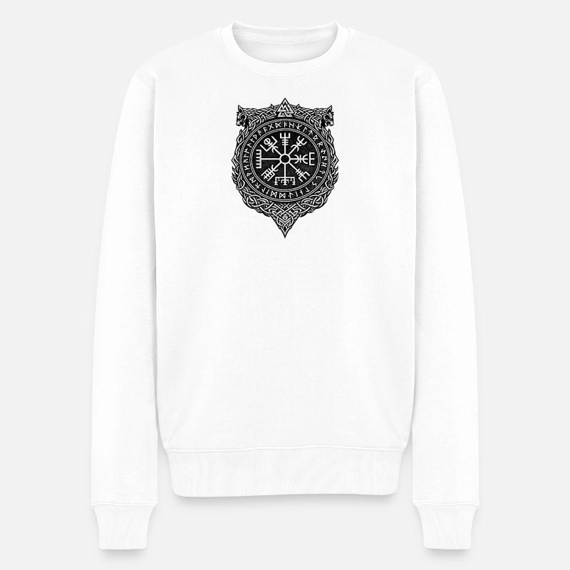 Design des Vegvisir-Kreis-Runen-Schildes - Männer Premium Bio Pullover - Weiß