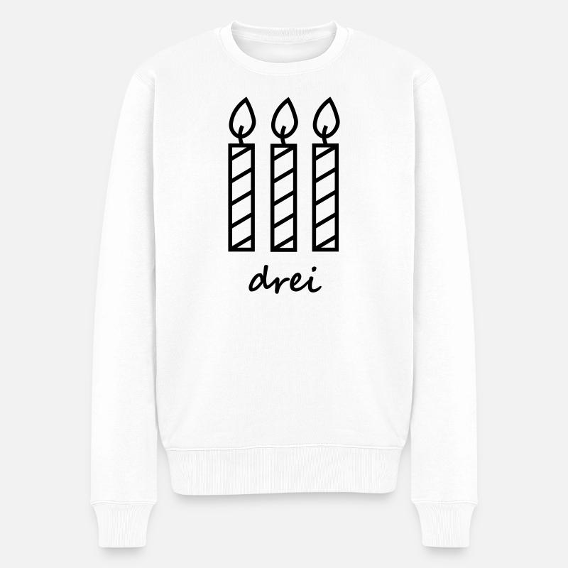 drei Geburtstagskerzen  - Männer Premium Bio Pullover - Weiß
