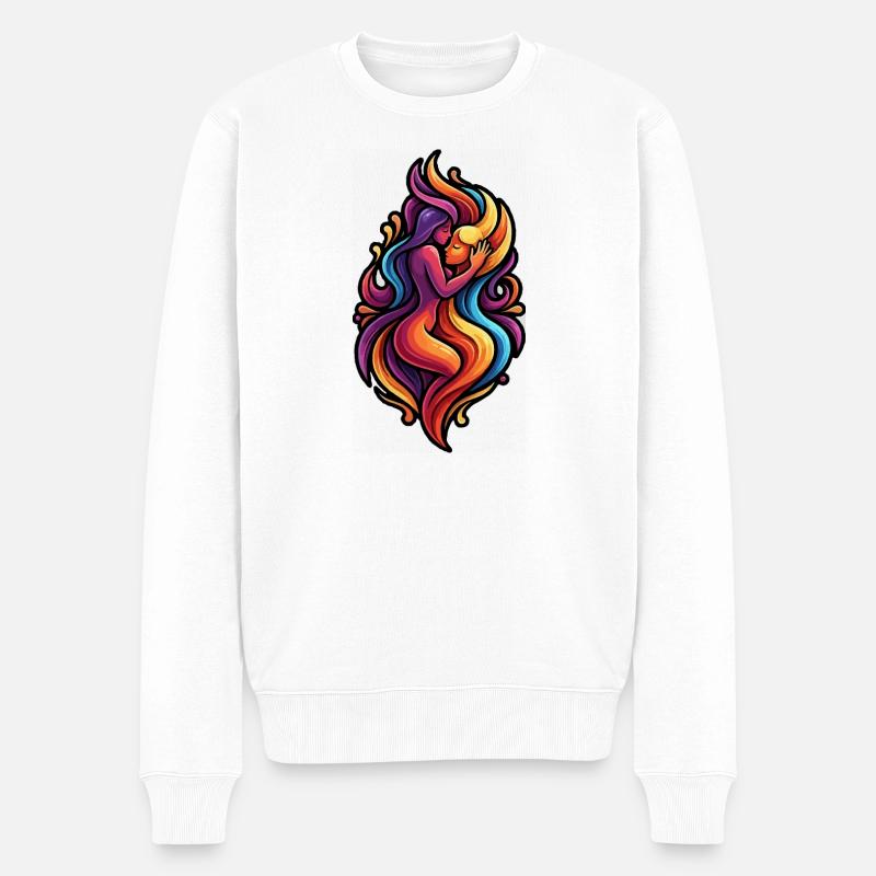 Bunte Liebesumarmung - Männer Premium Bio Pullover - Weiß