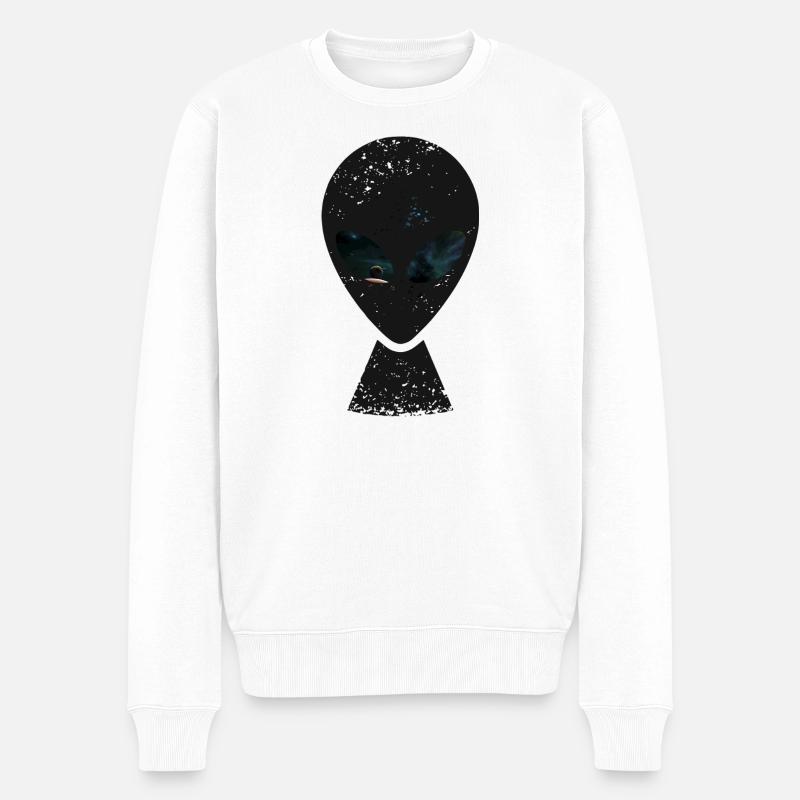 Yeux de l’Univers Alien - Pull Premium bio Homme - blanc