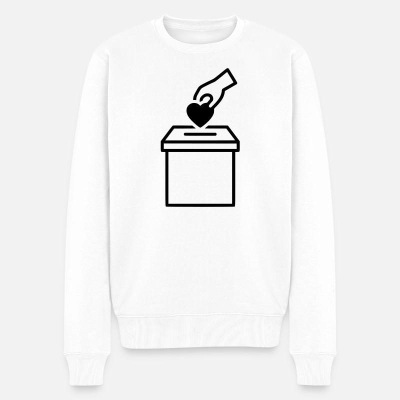 Wahlurne Herz Spende Outline - Männer Premium Bio Pullover - Weiß