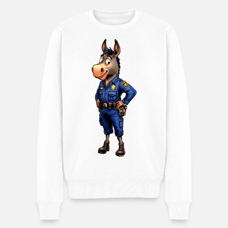 Polizei Esel - Männer Premium Bio Pullover - Weiß