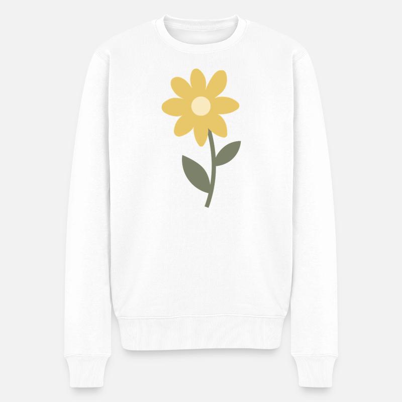 Minimales Blumenblütendesign - Männer Premium Bio Pullover - Weiß