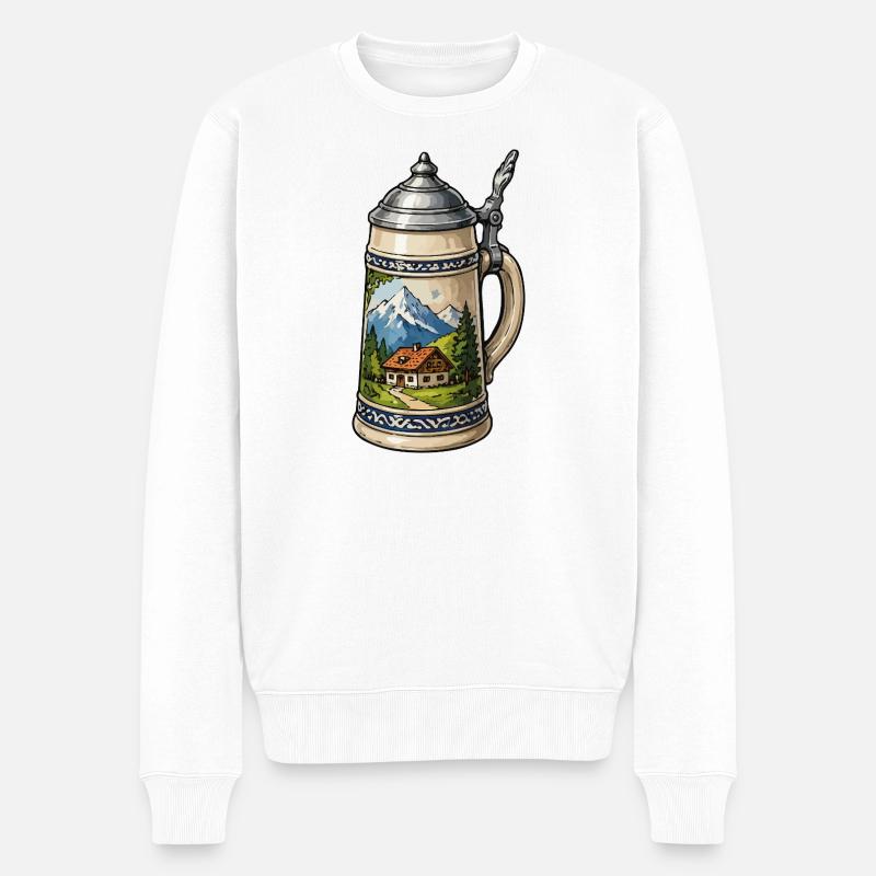 Alpenhütte dans une chope de bière - Pull Premium bio Homme - blanc