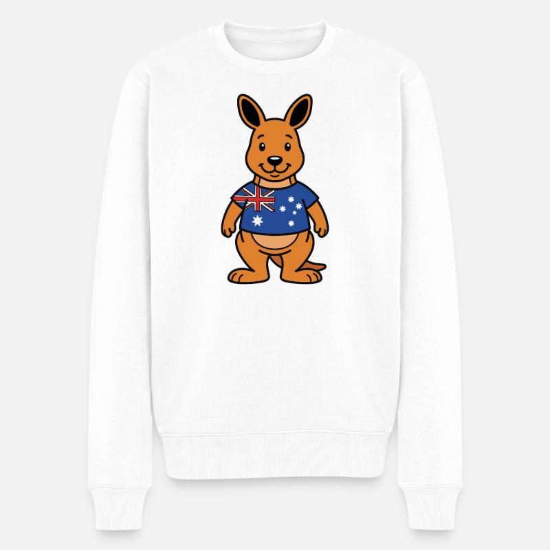 Australia Kangaroo - Männer Premium Bio Pullover - Weiß