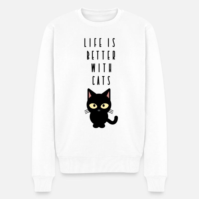 chat - Pull Premium bio Homme - blanc