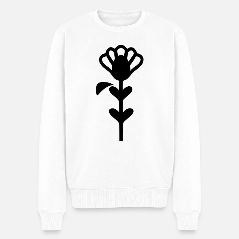 Blume mit Stiel - Männer Premium Bio Pullover - Weiß