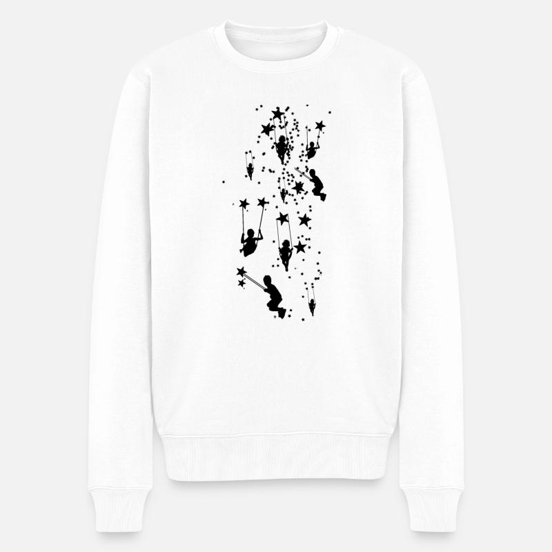 Étoiles, Dessin, Illustration,Balançoire,Balançoires - Pull Premium bio Homme - blanc