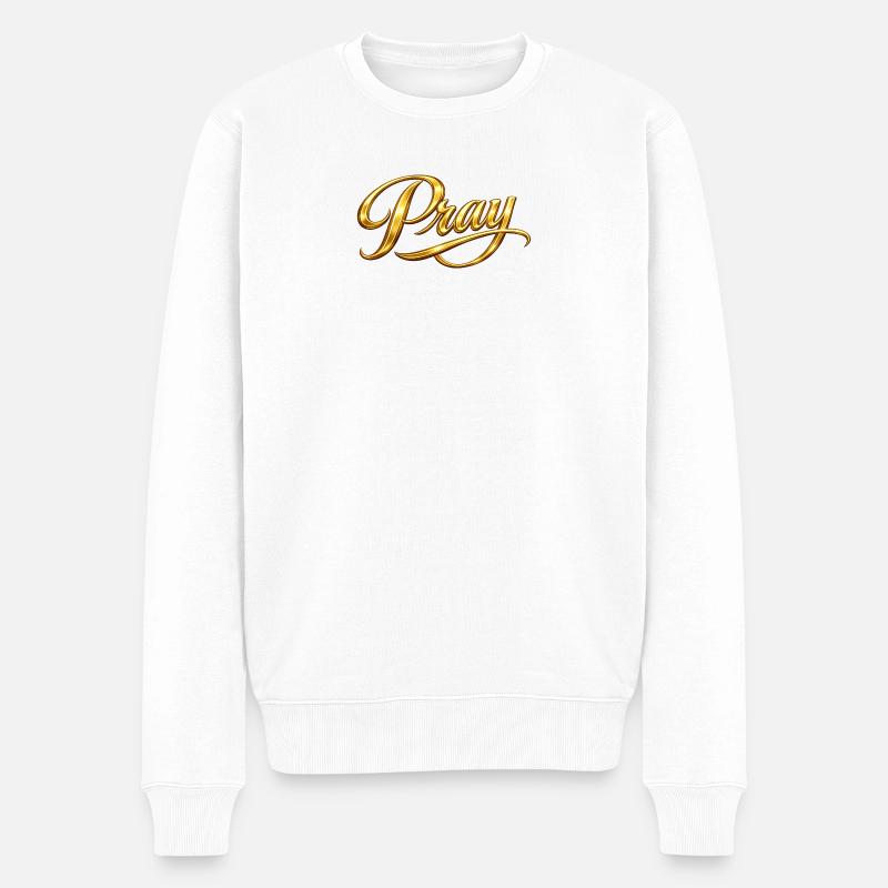 NEU – Betet immer. - Männer Premium Bio Pullover - Weiß