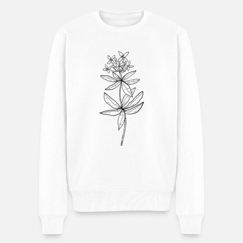 Waldmeister Woodruff Galium odoratum - Männer Premium Bio Pullover - Weiß