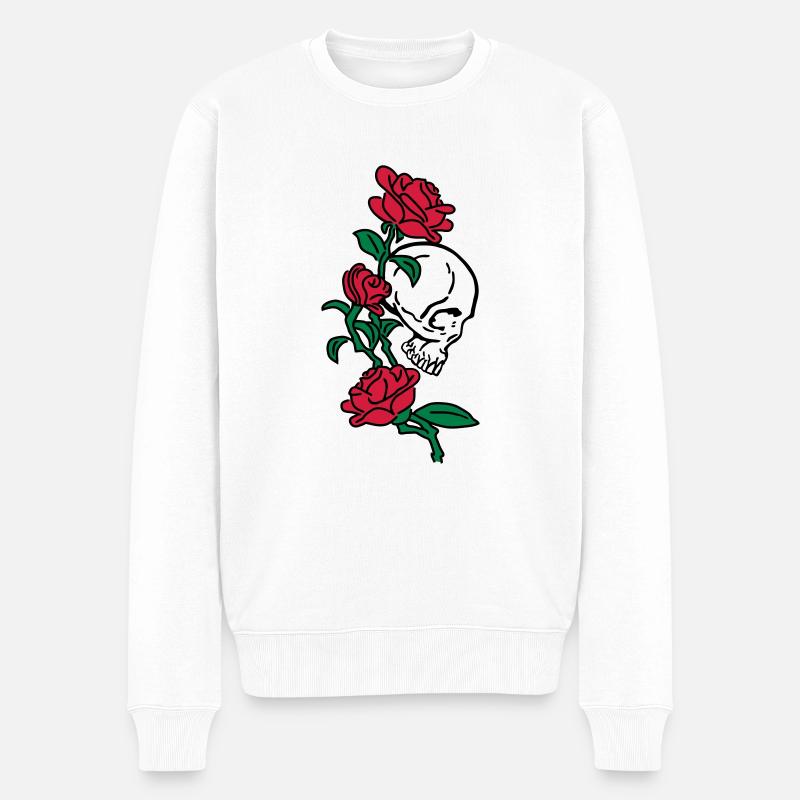 skull and roses es123 - Männer Premium Bio Pullover - Weiß