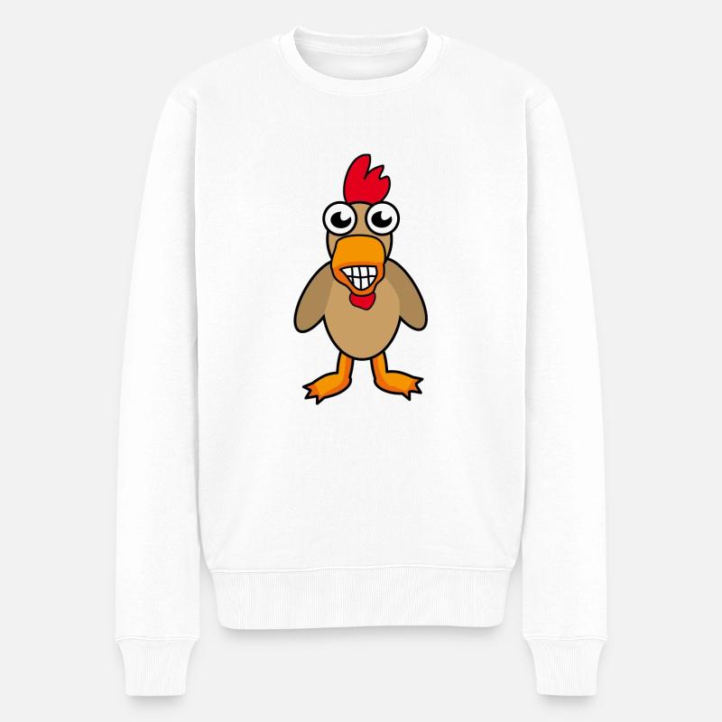 Hahn - Männer Premium Bio Pullover - Weiß