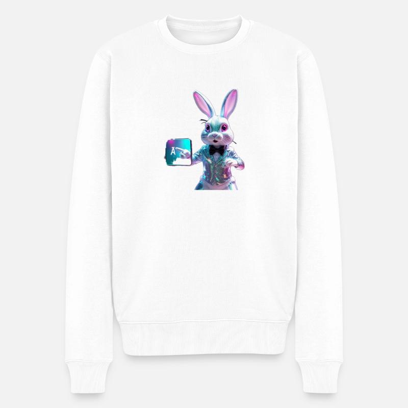 Cam Rabbit - Männer Premium Bio Pullover - Weiß