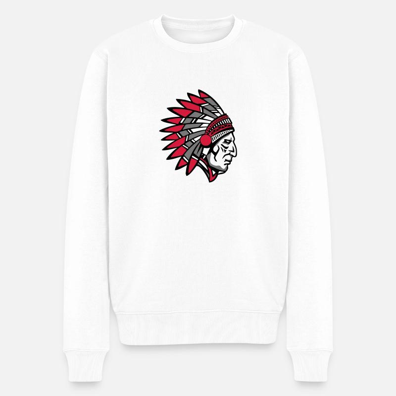 Indian Indianer - Männer Premium Bio Pullover - Weiß