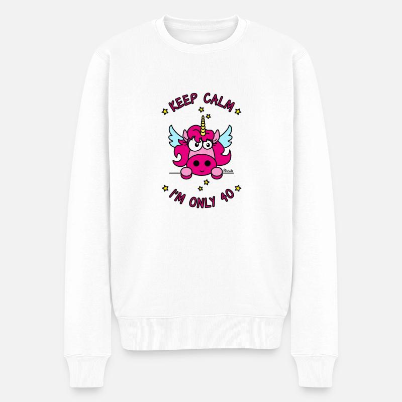 Licorne KEEP CALM I'm only 40 ans - Pull Premium bio Homme - blanc