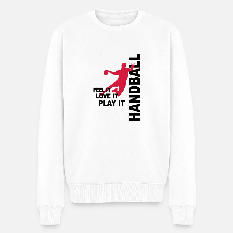 Handball - love & play - Männer Premium Bio Pullover - Weiß