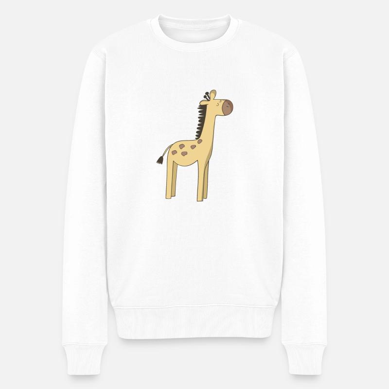 Giraffe - Männer Premium Bio Pullover - Weiß