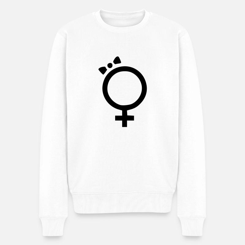Geschlechtzeichen weibli - Männer Premium Bio Pullover - Weiß