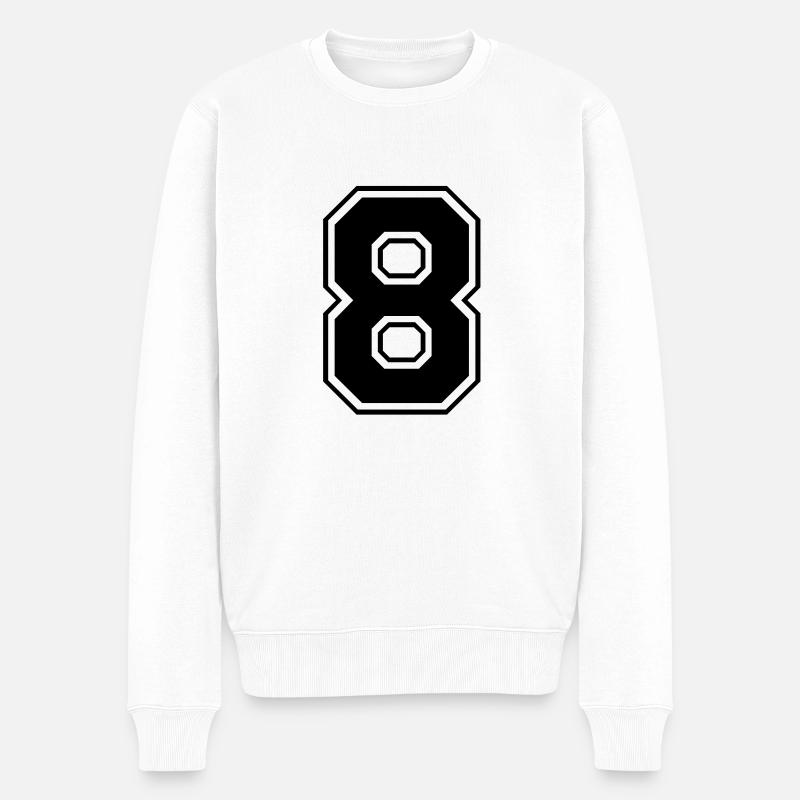 acht - Männer Premium Bio Pullover - Weiß