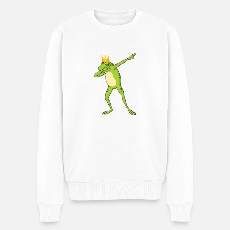 Dabbing Frosch Geschenk Bunt - Frog Dab Sweet - Männer Premium Bio Pullover - Weiß