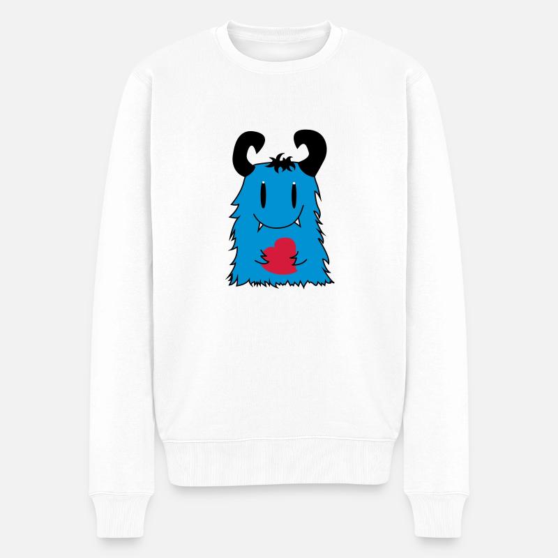 Monster Wuschel - Männer Premium Bio Pullover - Weiß