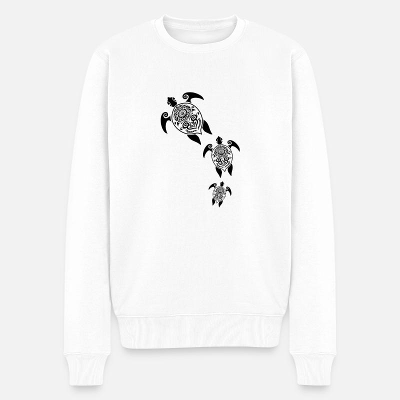Maori Schildkröten Gruppe Tattoo Geschenk Idee - Männer Premium Bio Pullover - Weiß