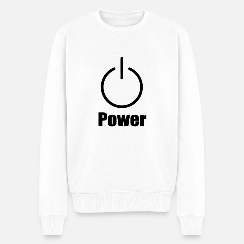 power button - Männer Premium Bio Pullover - Weiß