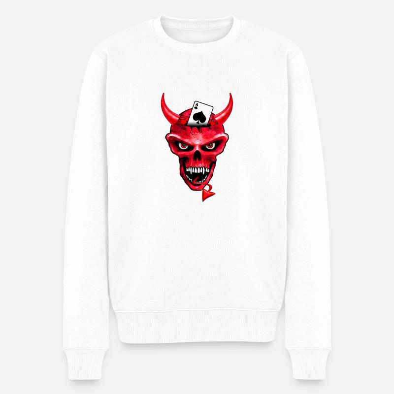 poker skull design - Männer Premium Bio Pullover - Weiß