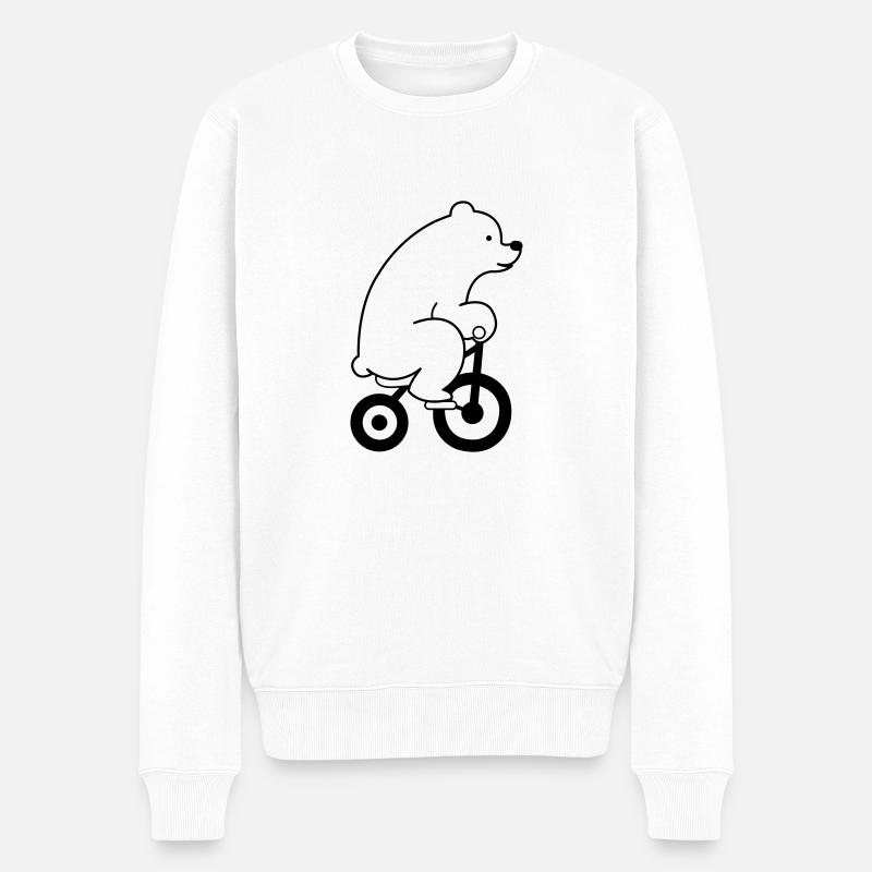 eisbaer_fahrrad_01 - Männer Premium Bio Pullover - Weiß