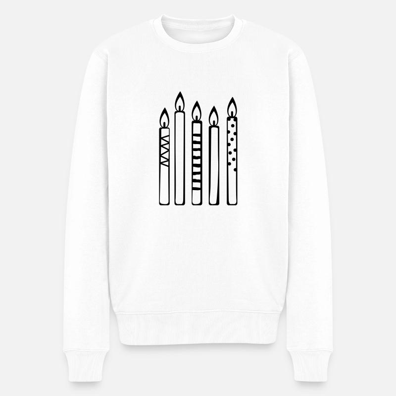 Kerzen - Männer Premium Bio Pullover - Weiß