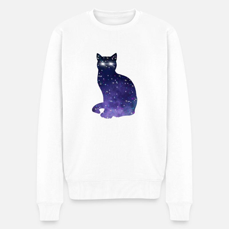 Kosmische Katze - Männer Premium Bio Pullover - Weiß