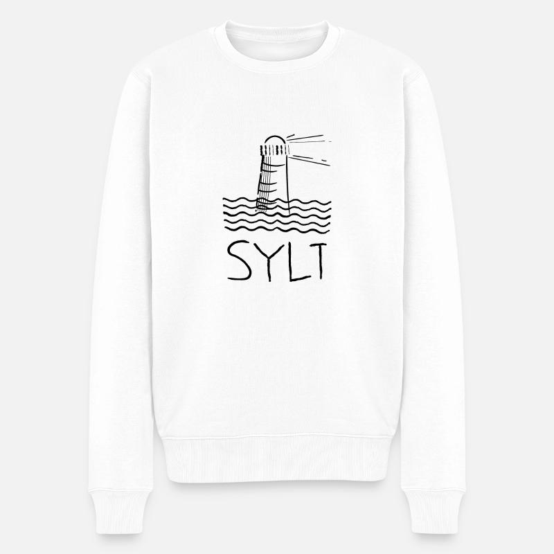Leuchtturm am Meer Sylt - Männer Premium Bio Pullover - Weiß