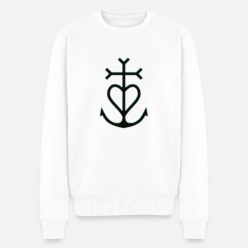 Camargue-Kreuz derGardianer - Männer Premium Bio Pullover - Weiß