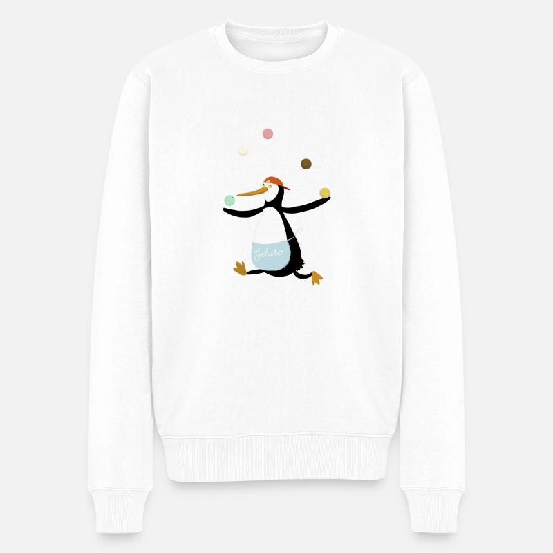 Pinguin jongliert Eis - Männer Premium Bio Pullover - Weiß