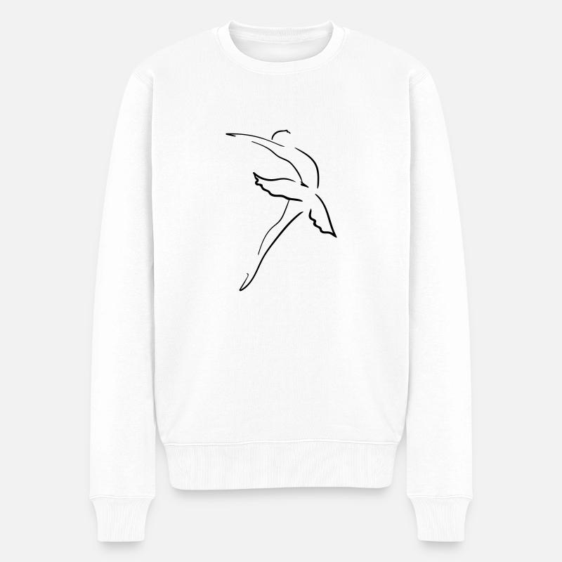 Ballerina Line Art - Minimalistisch - Männer Premium Bio Pullover - Weiß
