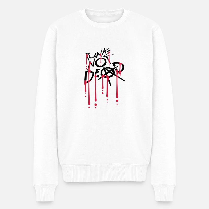 punks not dead Zitat - Männer Premium Bio Pullover - Weiß
