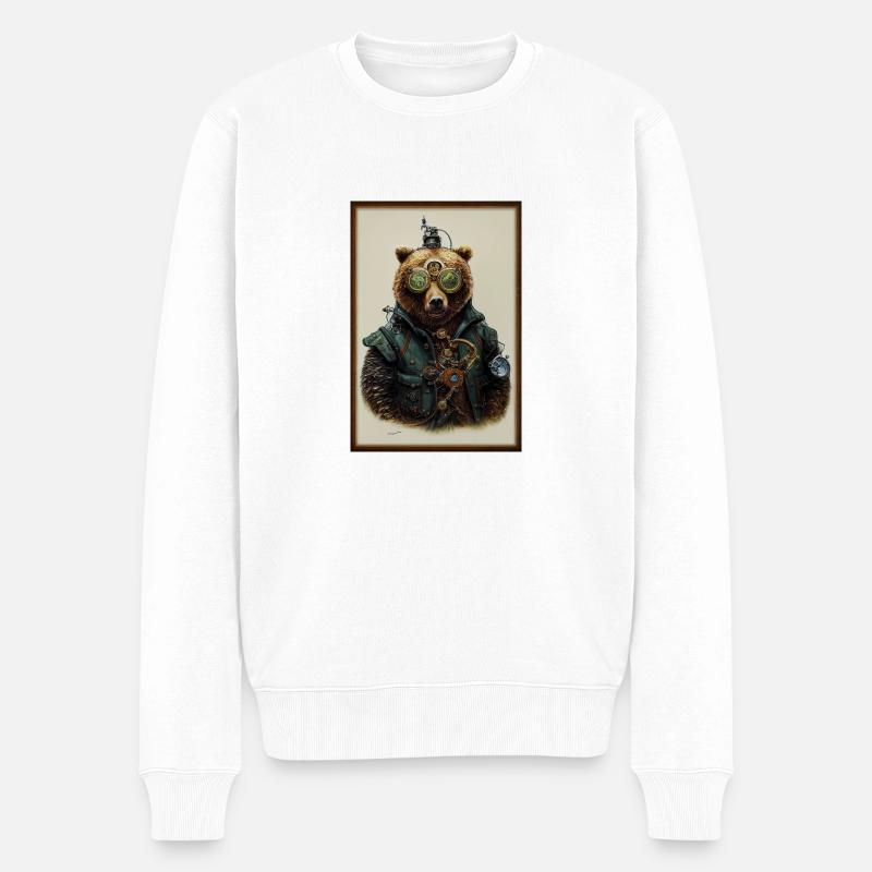 Ours Steampunk - Pull Premium bio Homme - blanc