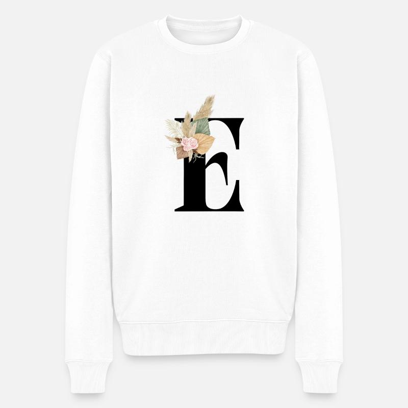 blumiger Buchstabe E - Männer Premium Bio Pullover - Weiß