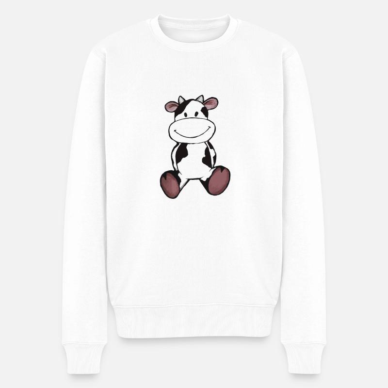 Vache heureuse - Pull Premium bio Homme - blanc