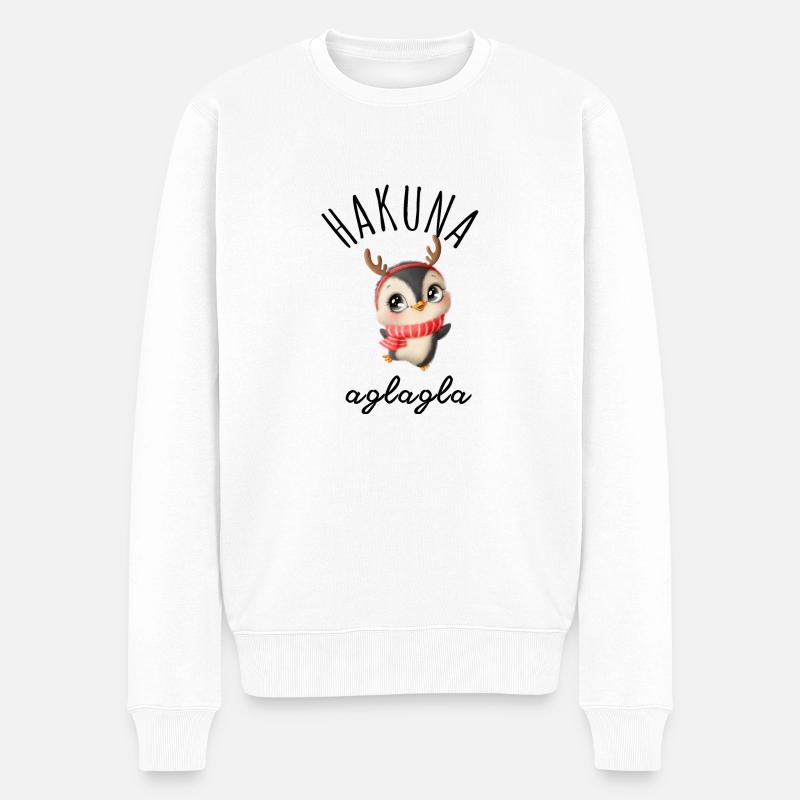 Hakunaa aglagla Humor - Männer Premium Bio Pullover - Weiß