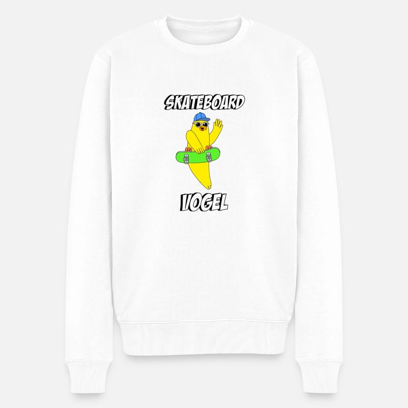 Skateboard Vogel - Männer Premium Bio Pullover - Weiß
