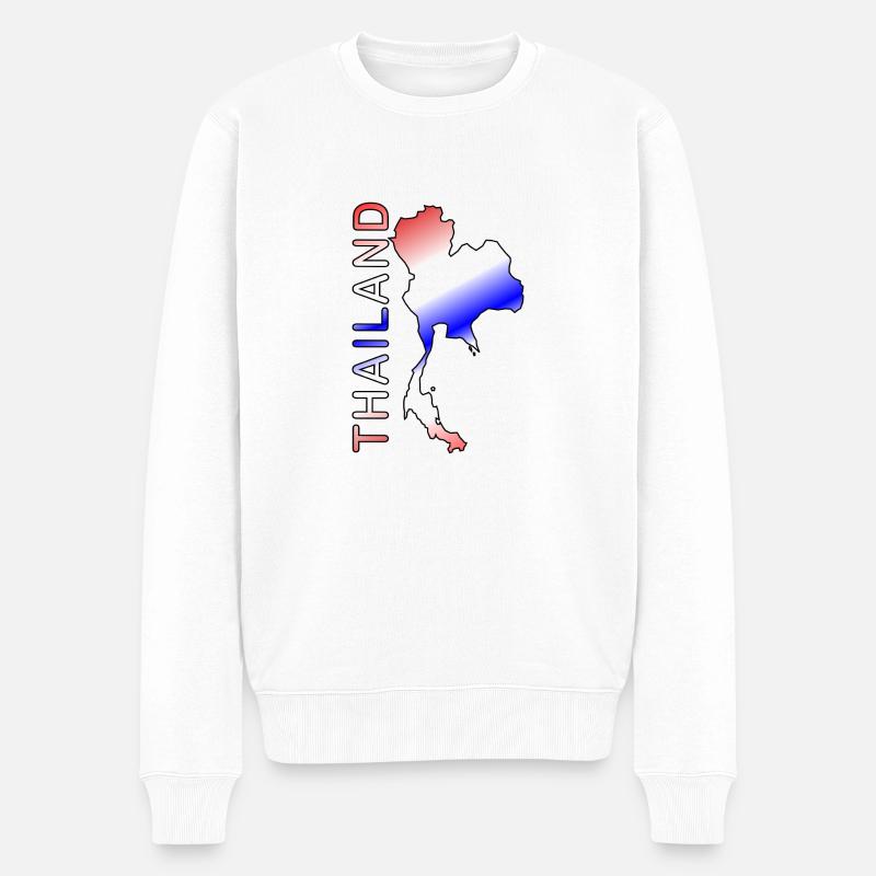 Thailand Karte Schrift - Männer Premium Bio Pullover - Weiß