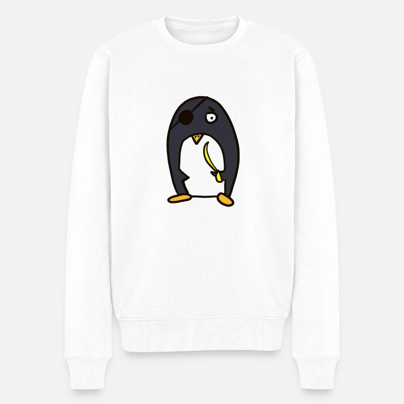 Pirate - drôle de pingouin - Pull Premium bio Homme - blanc