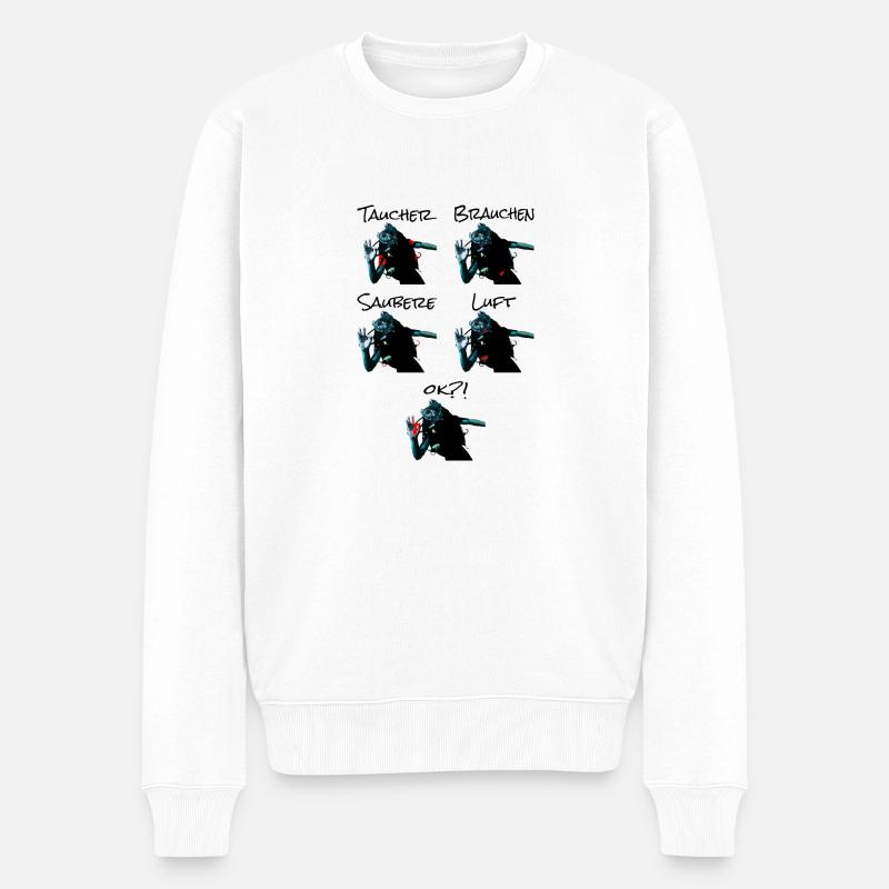 Buddy Check! - Taucher Shirt mit Merksatz - Männer Premium Bio Pullover - Weiß