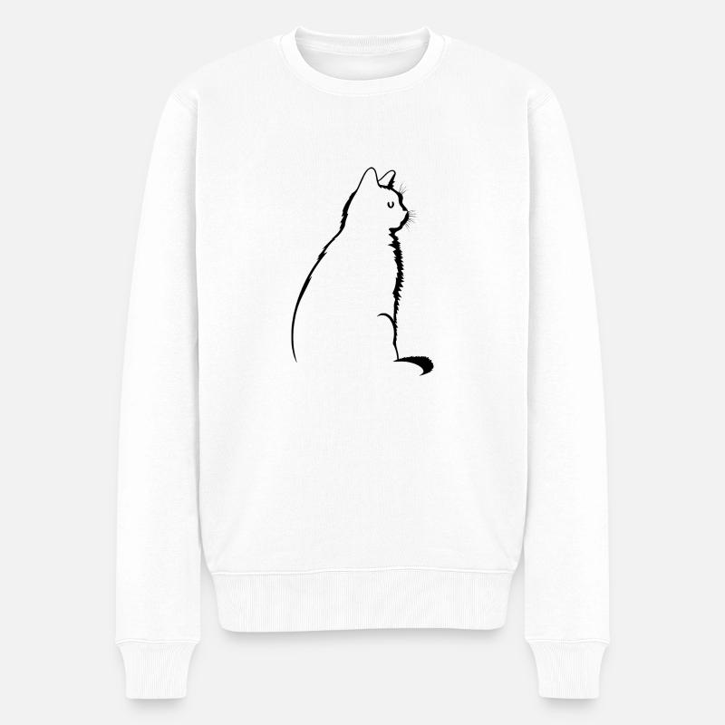Chat, Motif De Chat - Pull Premium bio Homme - blanc